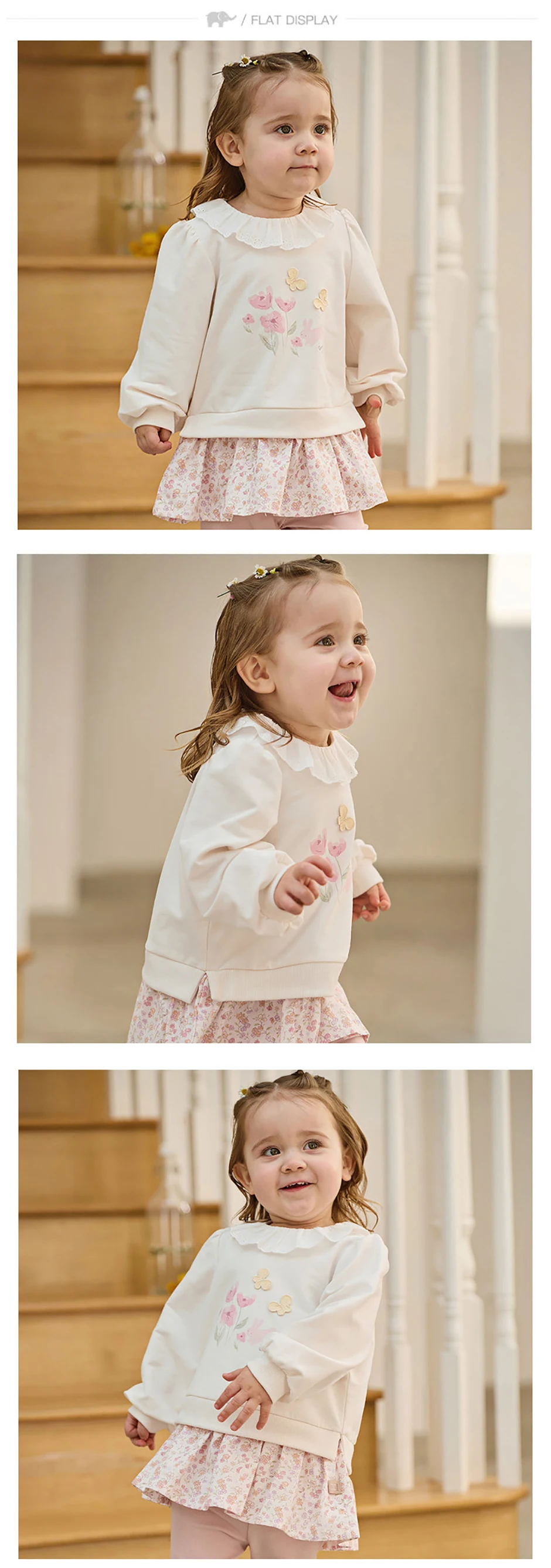 Dave Bella Children One-piece Dress Autumn Spring Girls Clothes Baby Kid Sweet Print Dresses Casual Cotton Long Sleeve DB1260248