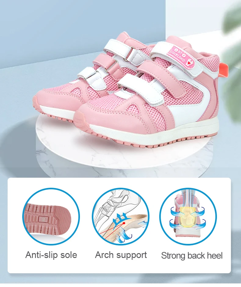 Ortoluckland Girls Shoes Boys Kids Orthopedic Mesh Sneakers Children Sporty Leather Boots With Arch Support Insole 4to 12Years