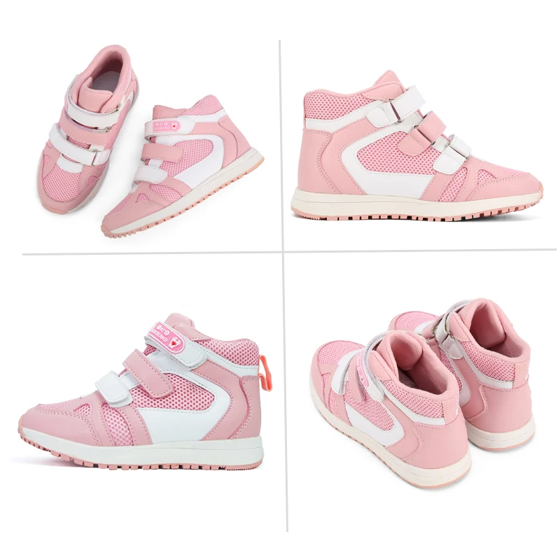 Ortoluckland Girls Shoes Boys Kids Orthopedic Mesh Sneakers Children Sporty Leather Boots With Arch Support Insole 4to 12Years