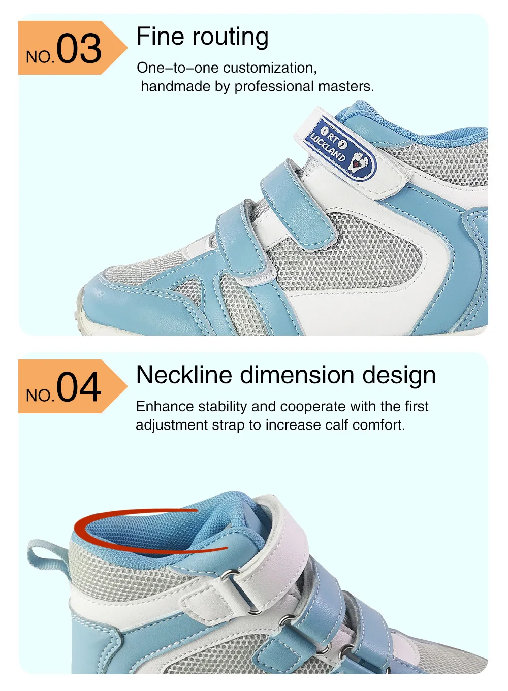Ortoluckland Girls Shoes Boys Kids Orthopedic Mesh Sneakers Children Sporty Leather Boots With Arch Support Insole 4to 12Years