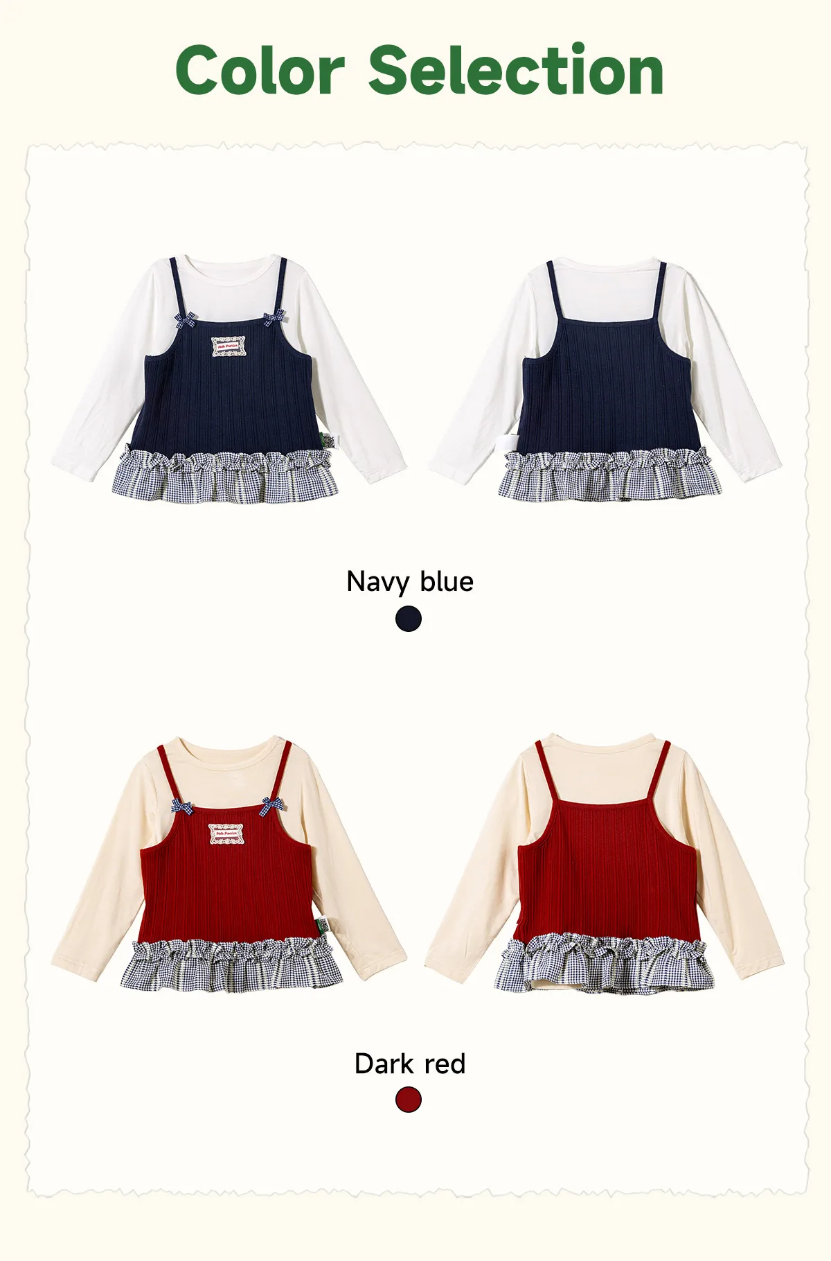Amila 2026 Spring Girls' T-Shirt Set Sweet And Versatile Long Sleeve Bottom Shirt Strap Two Piece Set Trendy Daily Fashion