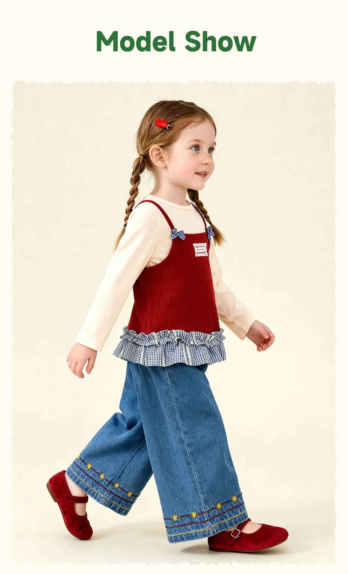 Amila 2026 Spring Girls' T-Shirt Set Sweet And Versatile Long Sleeve Bottom Shirt Strap Two Piece Set Trendy Daily Fashion