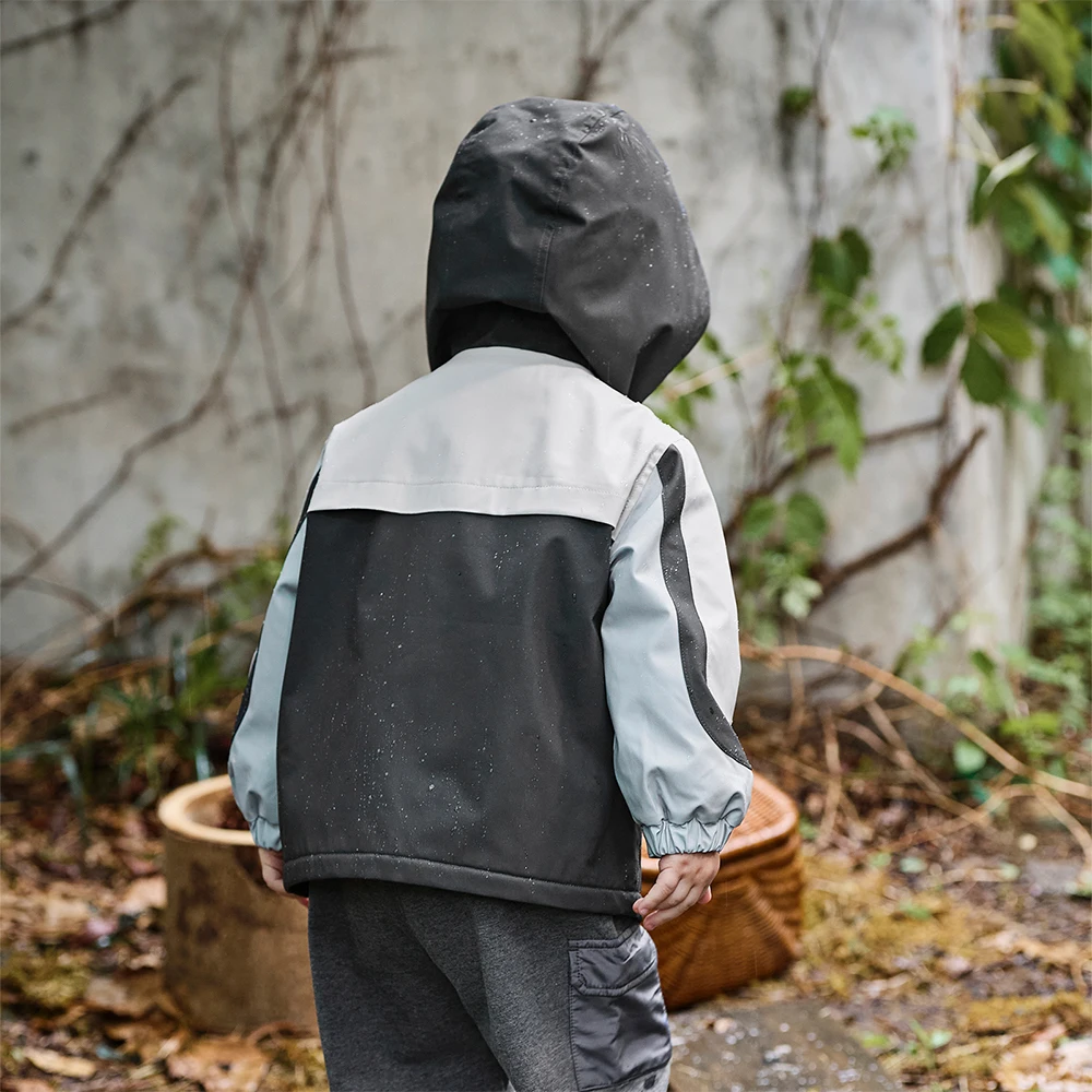 Dave Bella Boys Gilrs Spring Autumn Jacket Coat for Children Waterproof Outdoor Hoodie Kids Outerwear Clothing Coat DB3241555-A