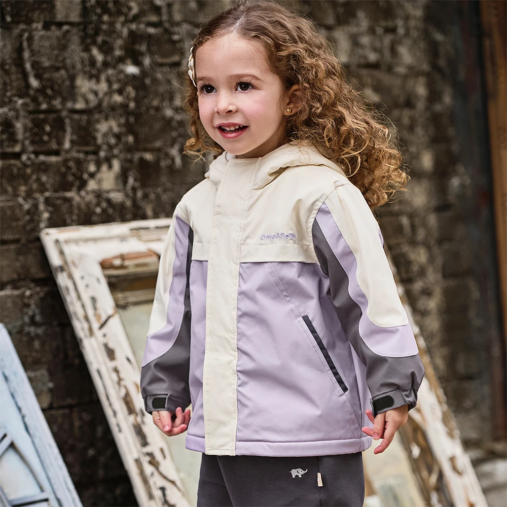 Dave Bella Boys Gilrs Spring Autumn Jacket Coat for Children Waterproof Outdoor Hoodie Kids Outerwear Clothing Coat DB3241555-A
