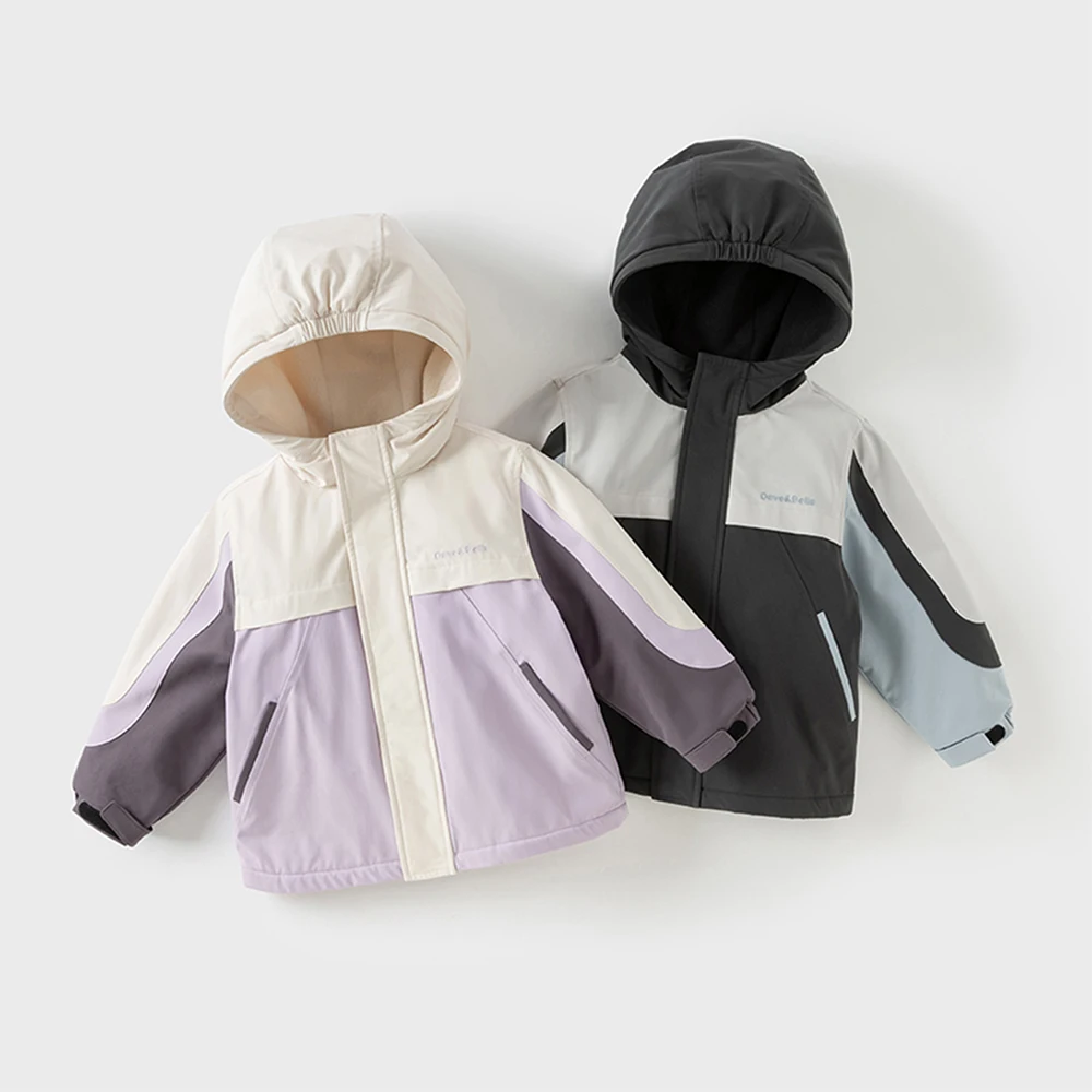 Dave Bella Boys Gilrs Spring Autumn Jacket Coat for Children Waterproof Outdoor Hoodie Kids Outerwear Clothing Coat DB3241555-A