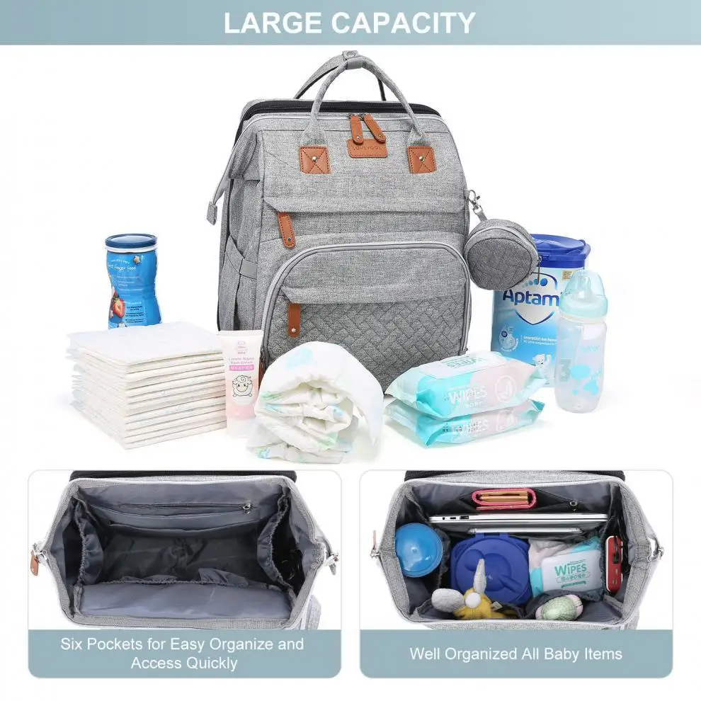 3 In 1 Diaper Bag Backpack Foldable Baby Bed Waterproof Travel Bag with USB Charge Nappy Stroller Bag with Changing Bed 3 Types