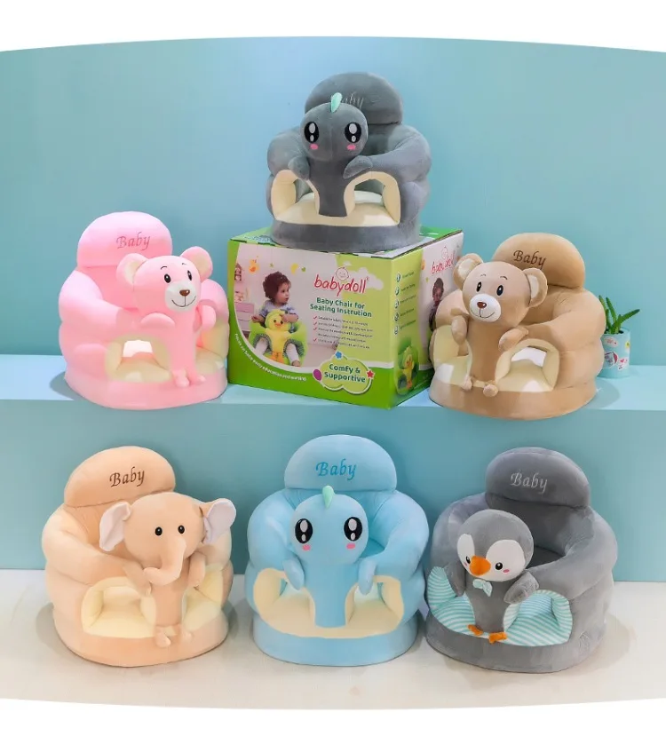 Sponge Fill Children's Cartoon Animal Learning Seat Baby Sofa Support Seat Cover Plush Chair Feeding Portable Seat Soft Cushion