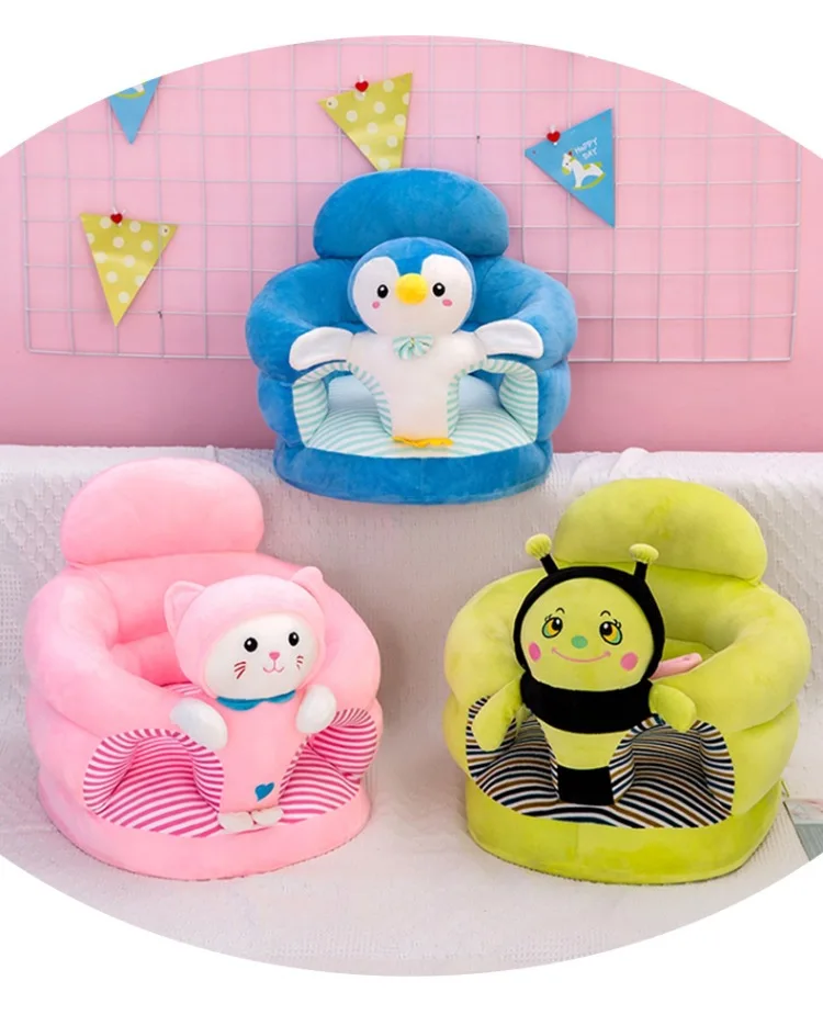 Sponge Fill Children's Cartoon Animal Learning Seat Baby Sofa Support Seat Cover Plush Chair Feeding Portable Seat Soft Cushion