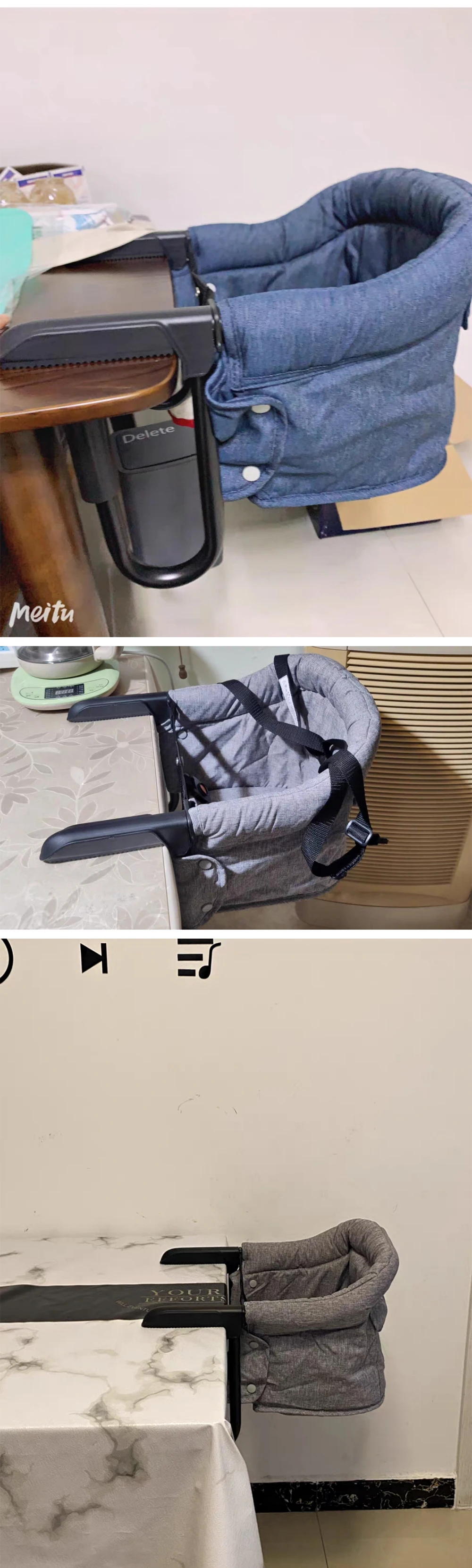 PANGDUBE Foldable Baby High Chair Portable Feeding Chair Booster Seat with Safety Belt Toddler Dining Chair for Infant Travel