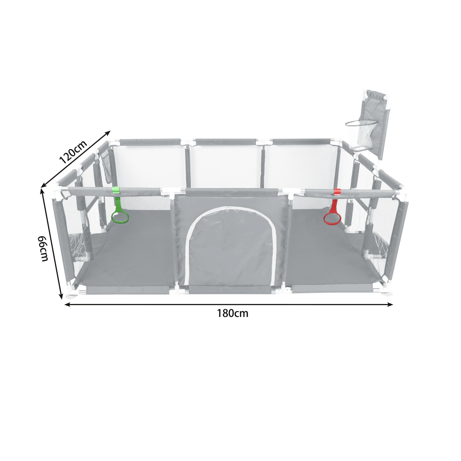 Baby Playpen, Large Portable Play Yard for Toddlers, Sturdy Safety Fence, 50 Balls, 4 Rings, 8 Suction Cups, Indoor and Outdoor Baby Playpen