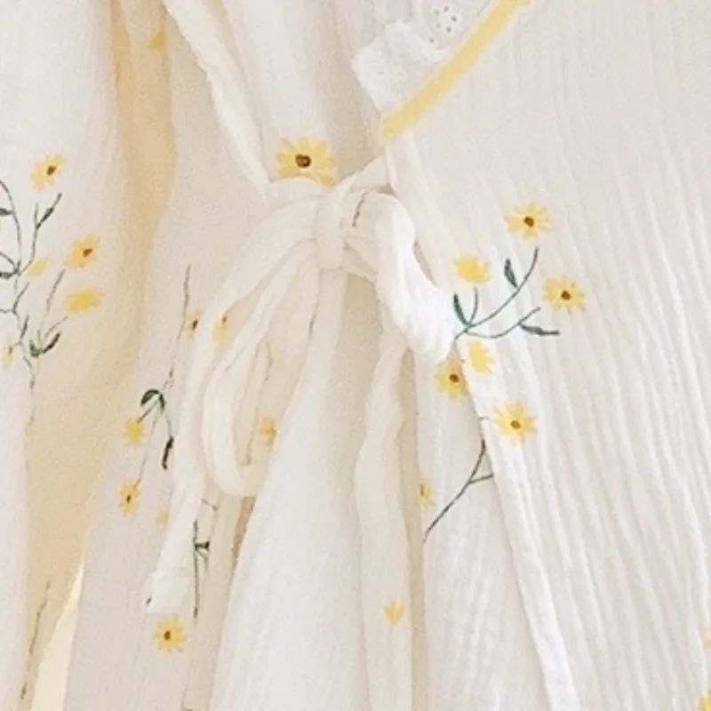Cotton Gauze Maternity Robe Thin Kimono Nursing Pajamas for Pregnancy Postpartum Breastfeeding Home Wear Spring Autumn Summer