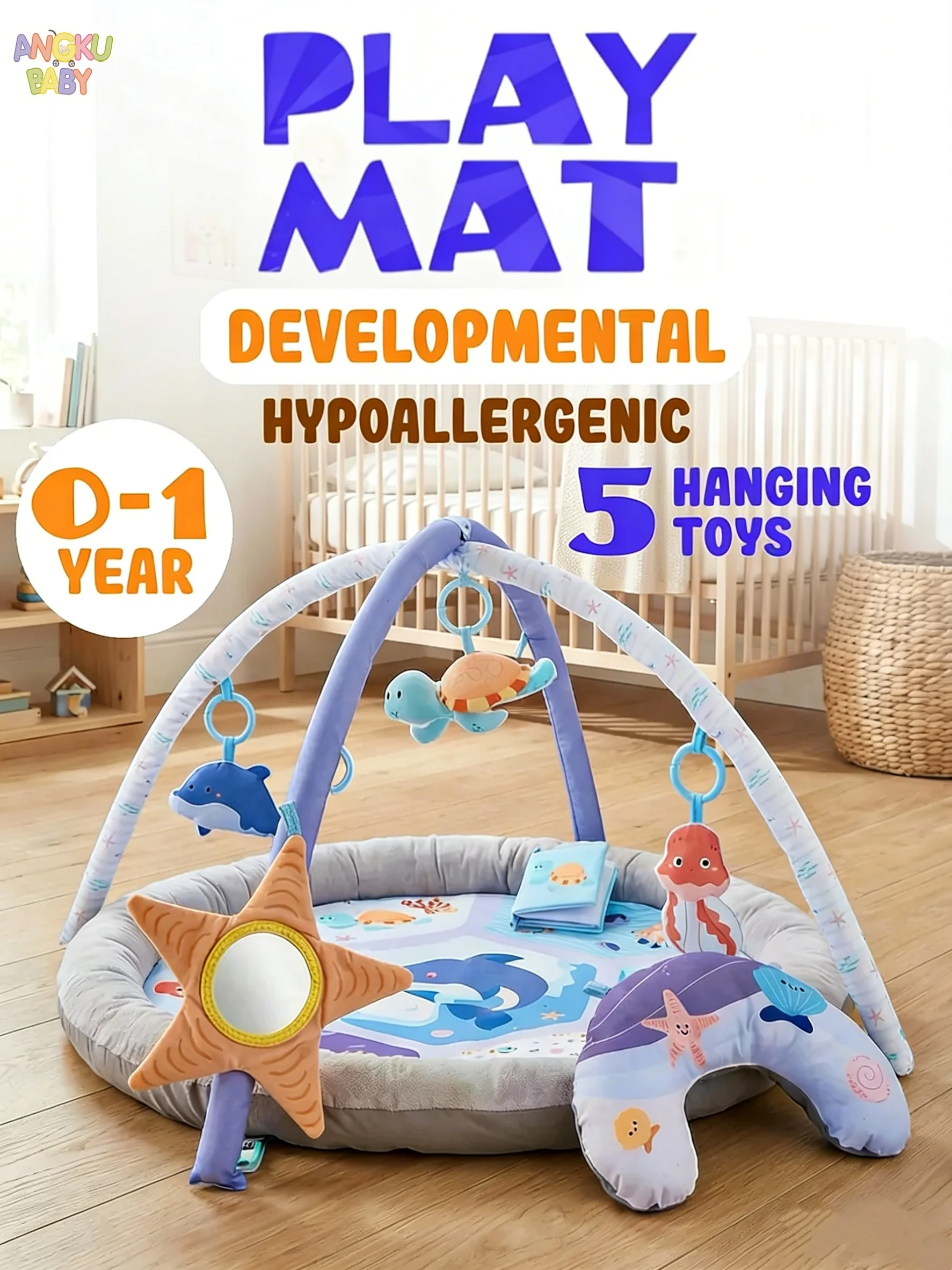 Foldable Baby Playmats and Gyms Safe Playpen-Style Baby Activity Gym with Pillow and Toys Removable Padding Thick Breathable Baby Play Mat Early Learning Gym Floor Mats with Foldable Storage for Newborns 0-36M