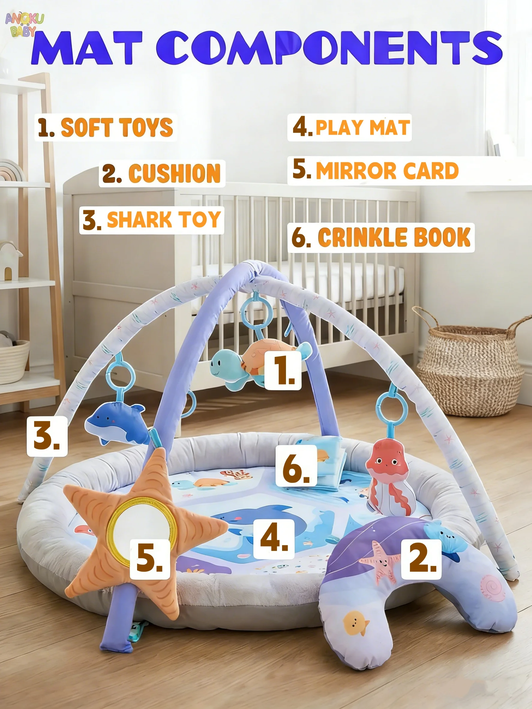 Foldable Baby Playmats and Gyms Safe Playpen-Style Baby Activity Gym with Pillow and Toys Removable Padding Thick Breathable Baby Play Mat Early Learning Gym Floor Mats with Foldable Storage for Newborns 0-36M