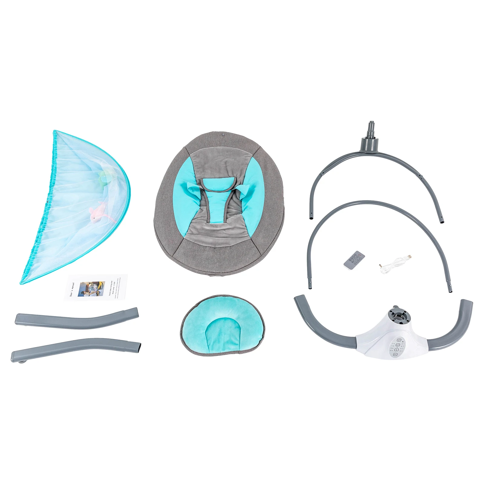 Electric Bluetooth Baby Cradle Baby Auto Swing Chair with Remote Control for 0-18 Months, Swing Amplitudes /Timing Adjustable