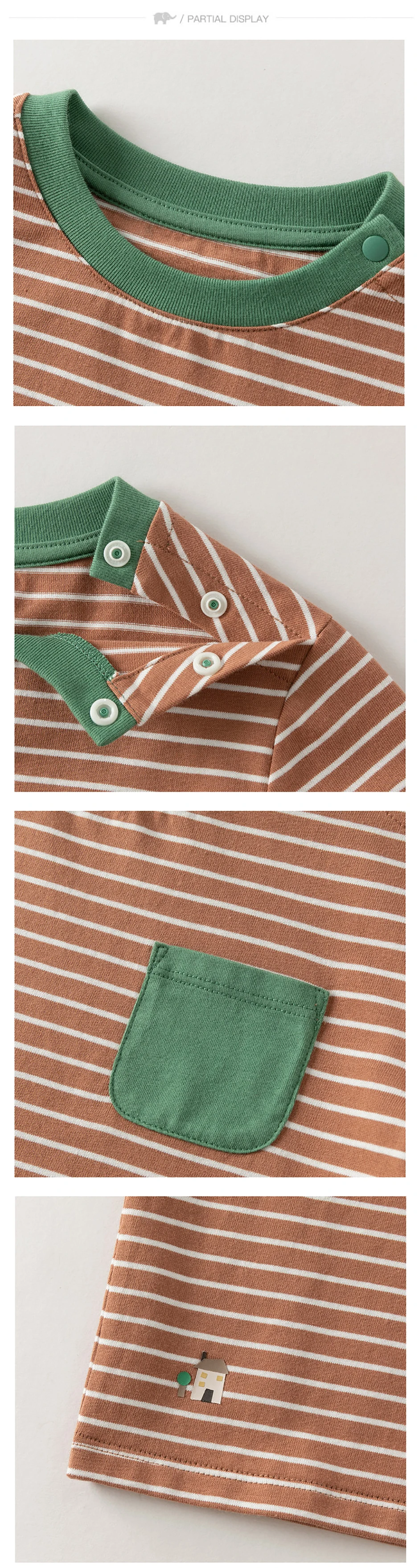 Dave Bella T-shirt for Children Spring Autumn Pullover Striped Pure Cotton Girls Boys Bottom Top Casual Fashion Soft DB3262574