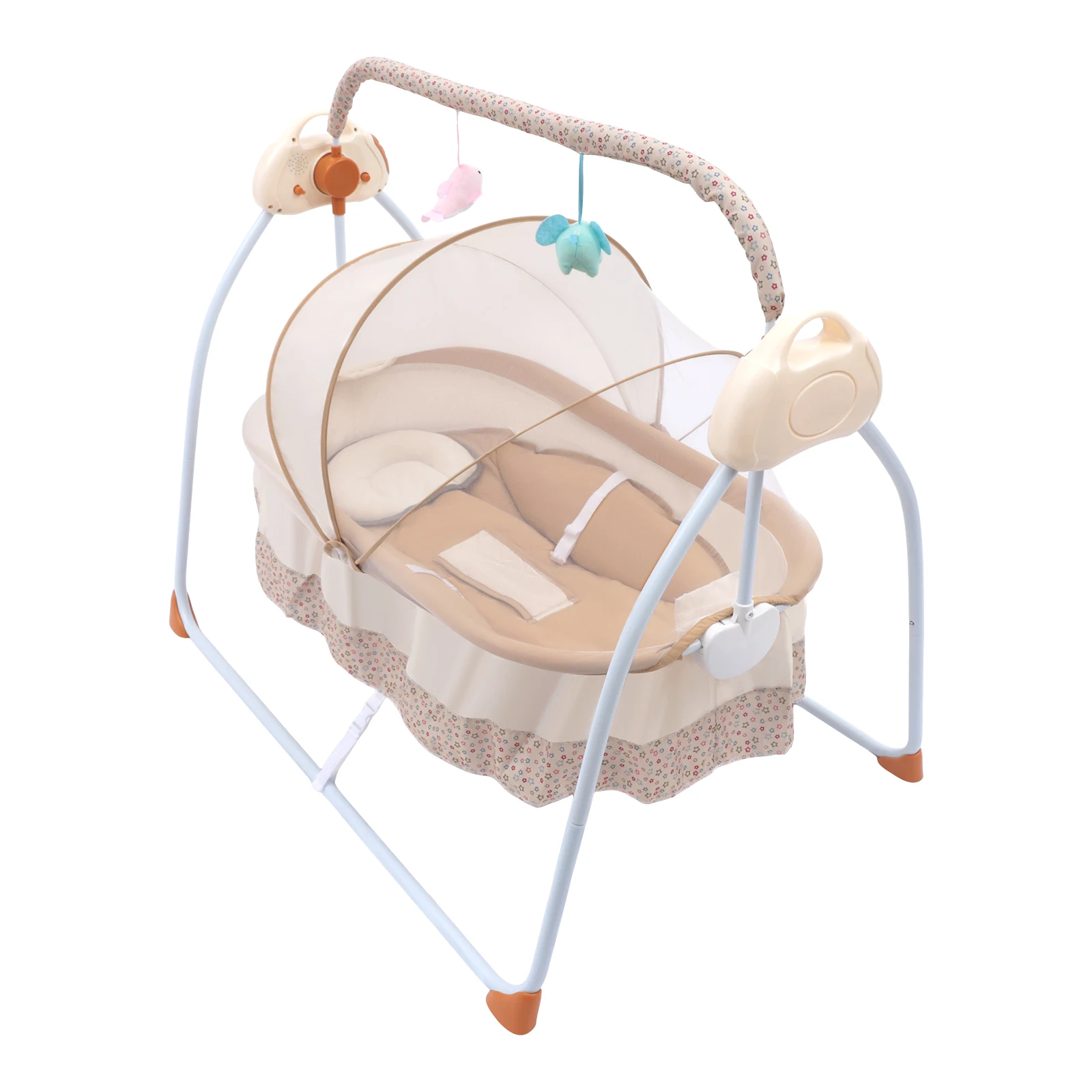 Music Infant Cradle Rocker, Electric Baby Cradle Swing,  5 Gears Swing Amplitude, Remote Control Baby Rocking Crib fit 0-18 Months