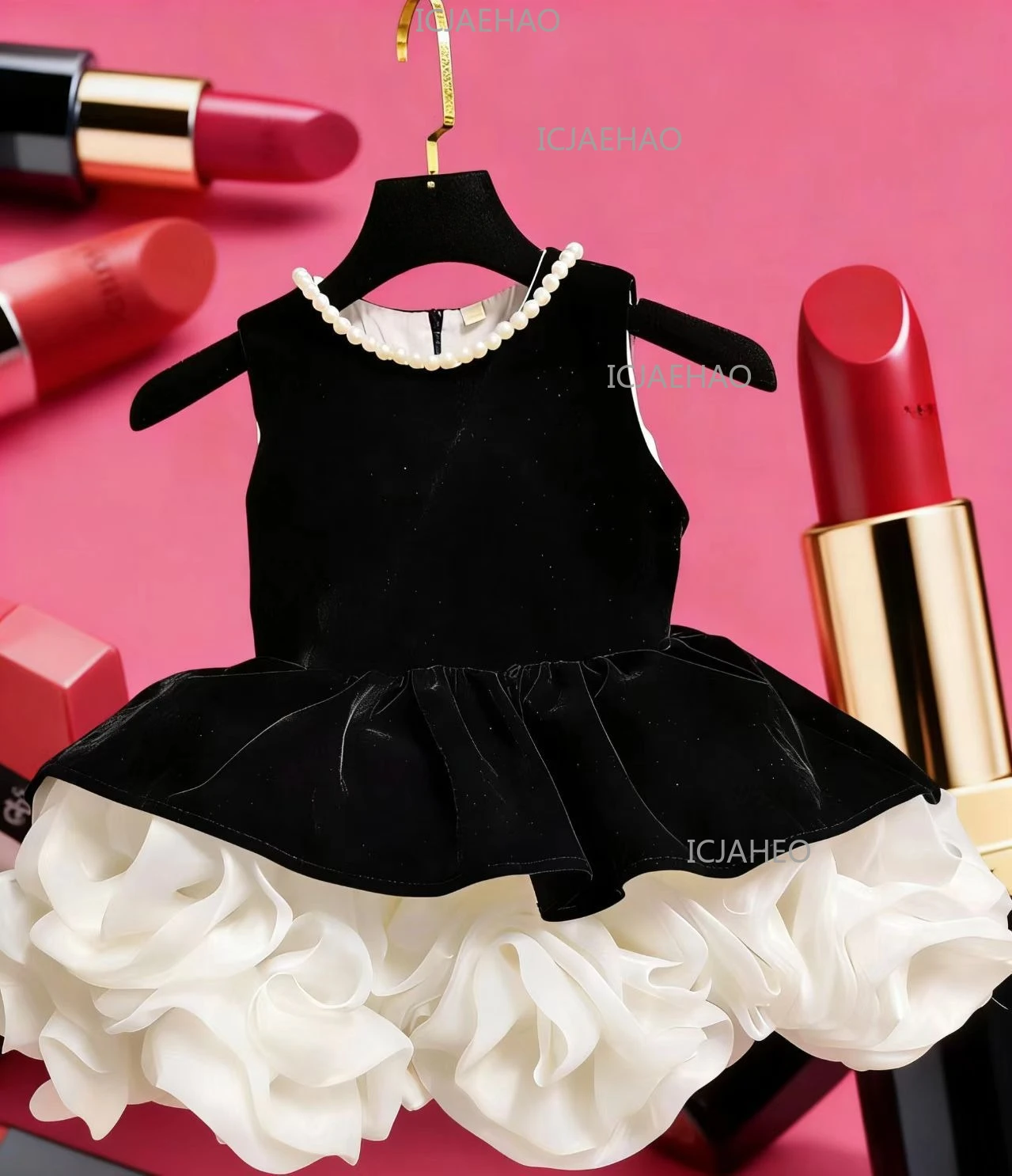 New Little Girl Princess GownChildren Girls Dress Clothes Sleeveless Formal Costume Elegant Tutu Party Pageant Kids Clothing