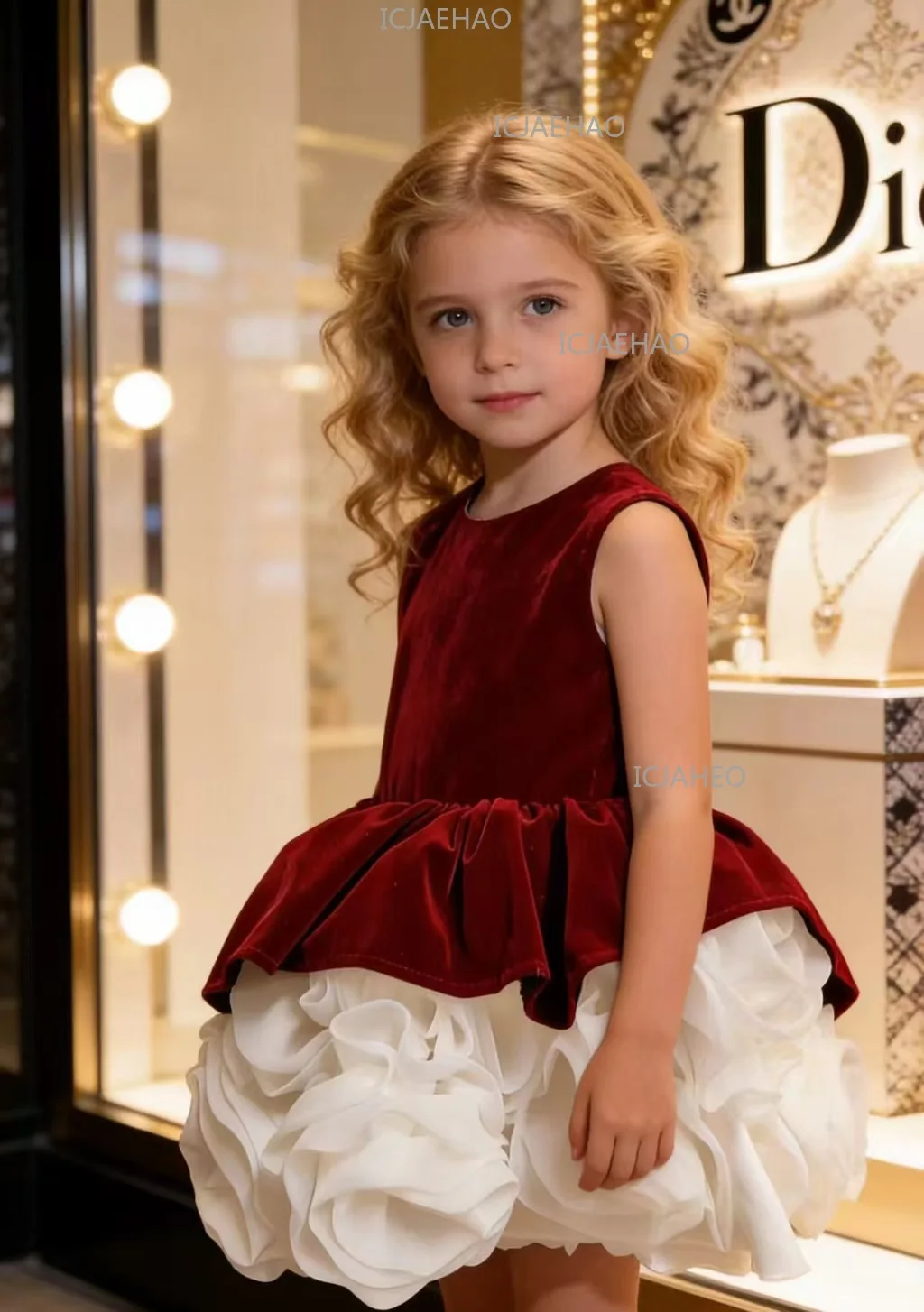 New Little Girl Princess GownChildren Girls Dress Clothes Sleeveless Formal Costume Elegant Tutu Party Pageant Kids Clothing