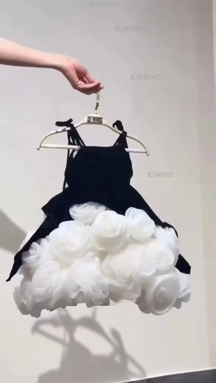 New Little Girl Princess GownChildren Girls Dress Clothes Sleeveless Formal Costume Elegant Tutu Party Pageant Kids Clothing