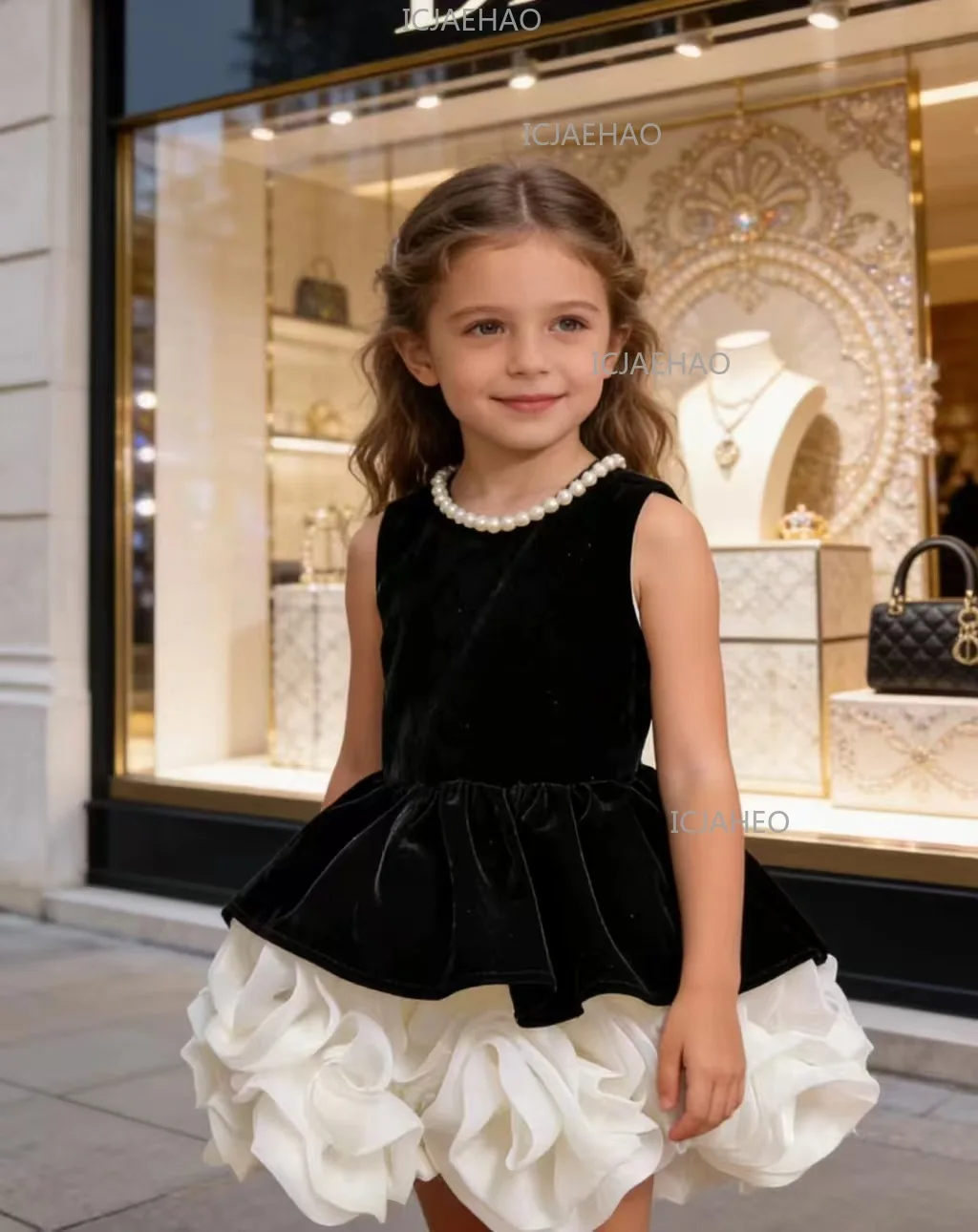 New Little Girl Princess GownChildren Girls Dress Clothes Sleeveless Formal Costume Elegant Tutu Party Pageant Kids Clothing