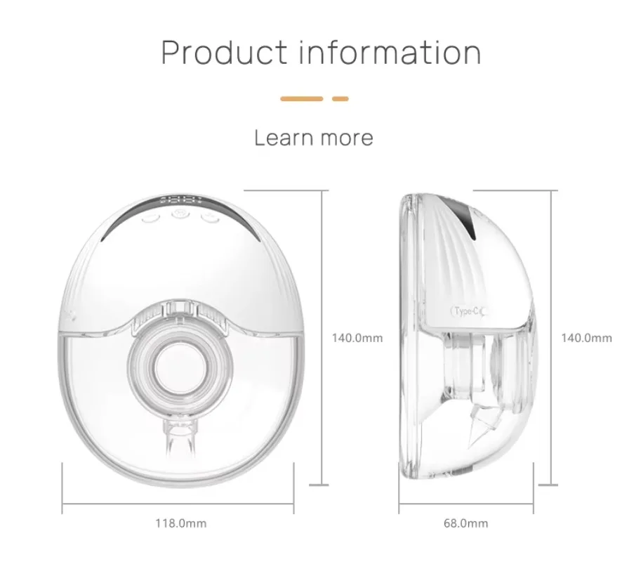 Portable Breast Pump Hands Free Wireless Wearable Electric Breast Pump BPA Free 4 Modes 12 Levels Silicone with LED Display