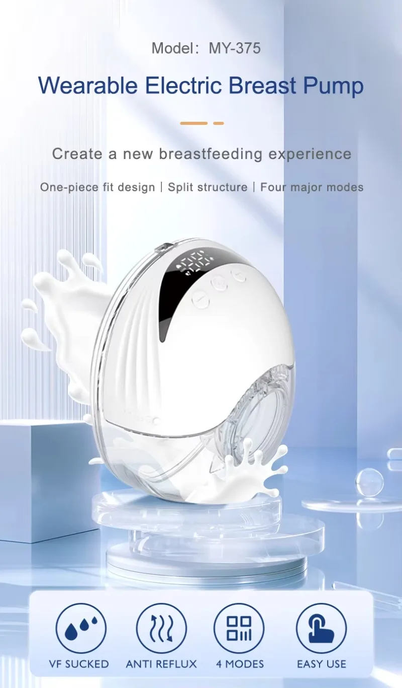 Portable Breast Pump Hands Free Wireless Wearable Electric Breast Pump BPA Free 4 Modes 12 Levels Silicone with LED Display