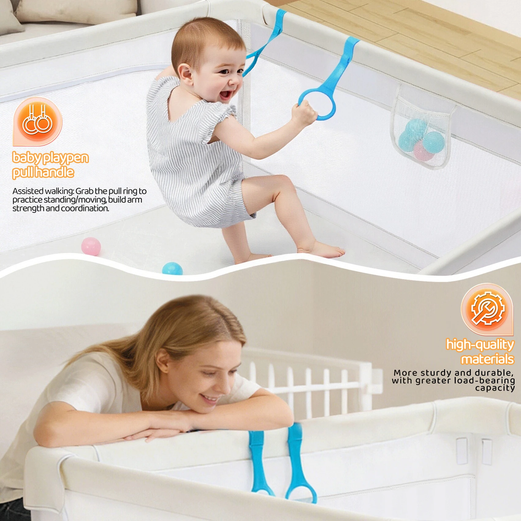 Gray Baby Playpen for Infants & Toddlers, Indoor & Outdoor Kids Activity Center Play Yard, Skin-Friendly Cushioned Play Fence with Soft Breathable Mesh, Anti-Bump Safe Play Pen, Portable Indoor/Outdoor Playpen, The Best Gift for a Baby.
