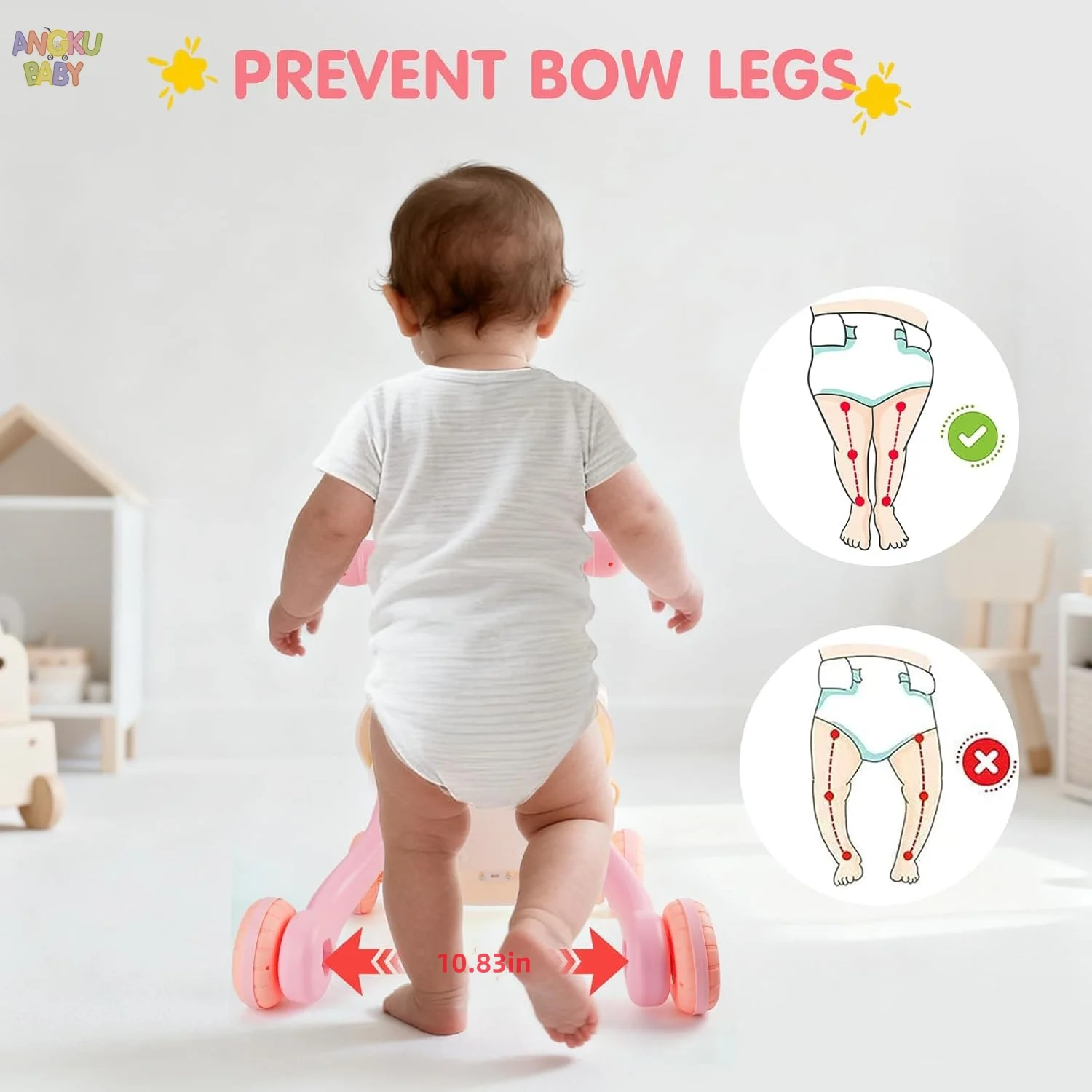 3 in 1 Baby Walker with Music Panel Adjustable Height Push Walker for Babies Multifunctional Children's Walker for Infants 6-36 Months Cute Elephant Baby Push Toy with Non-Slip Handle & Weighted Water Tank Design