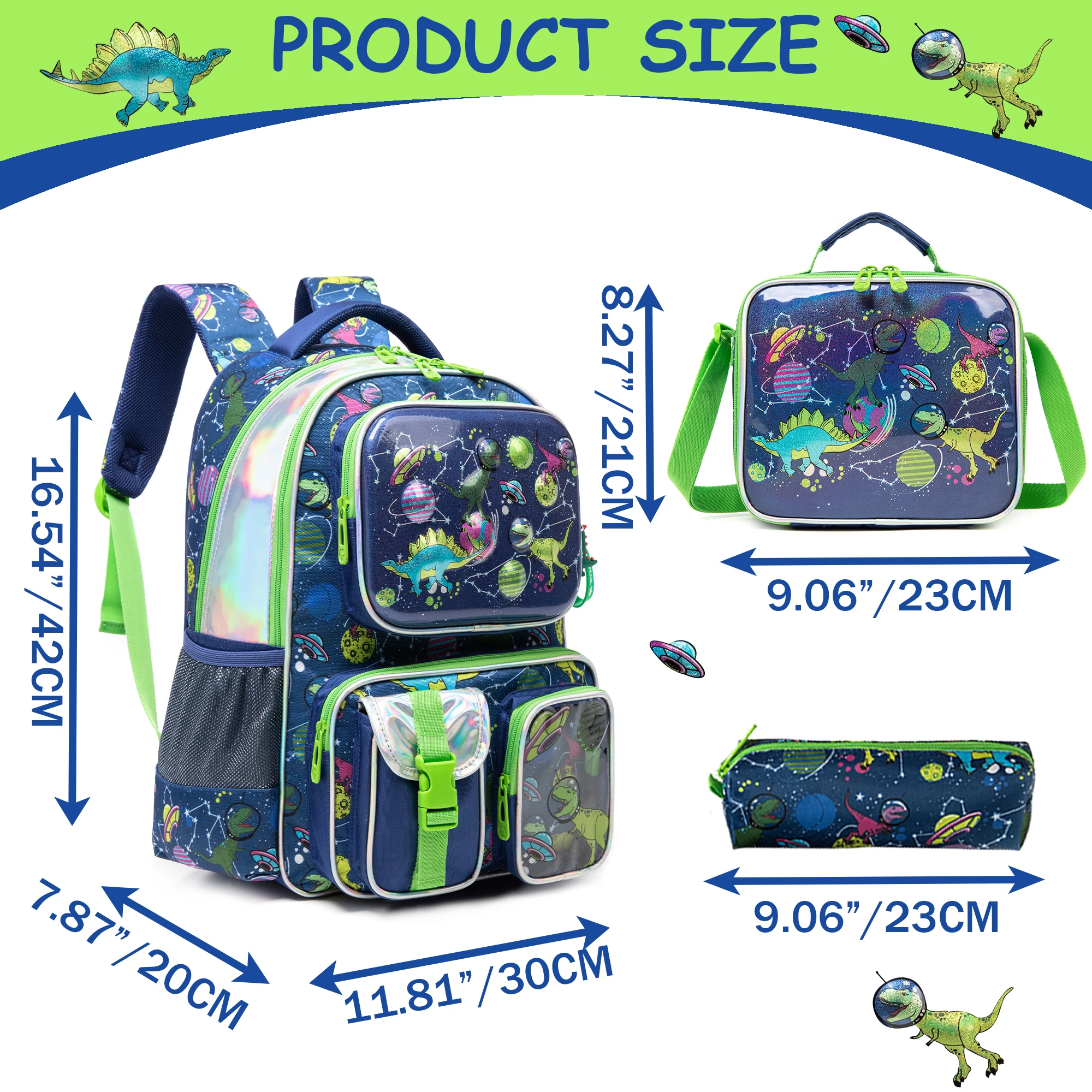 Boys Backpack Set with Lunch Box, School Travel Bookbag for Preschool & Elementary Kids Ages 8-10