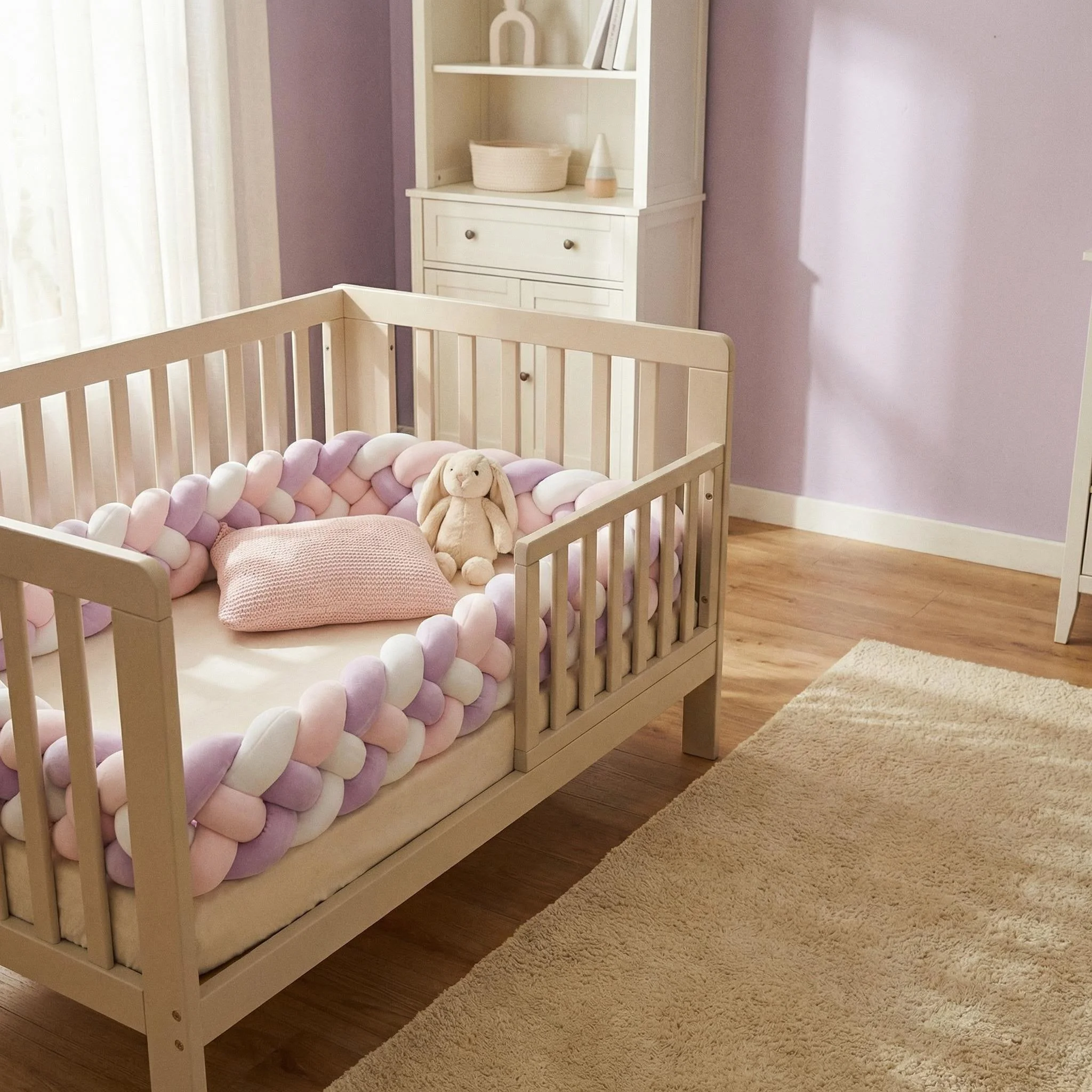 200cm Braided Baby Crib Bumper Pad Soft Breathable Toddler Bed Rail Protector Nursery Decor Newborn Baby Shower Gifts