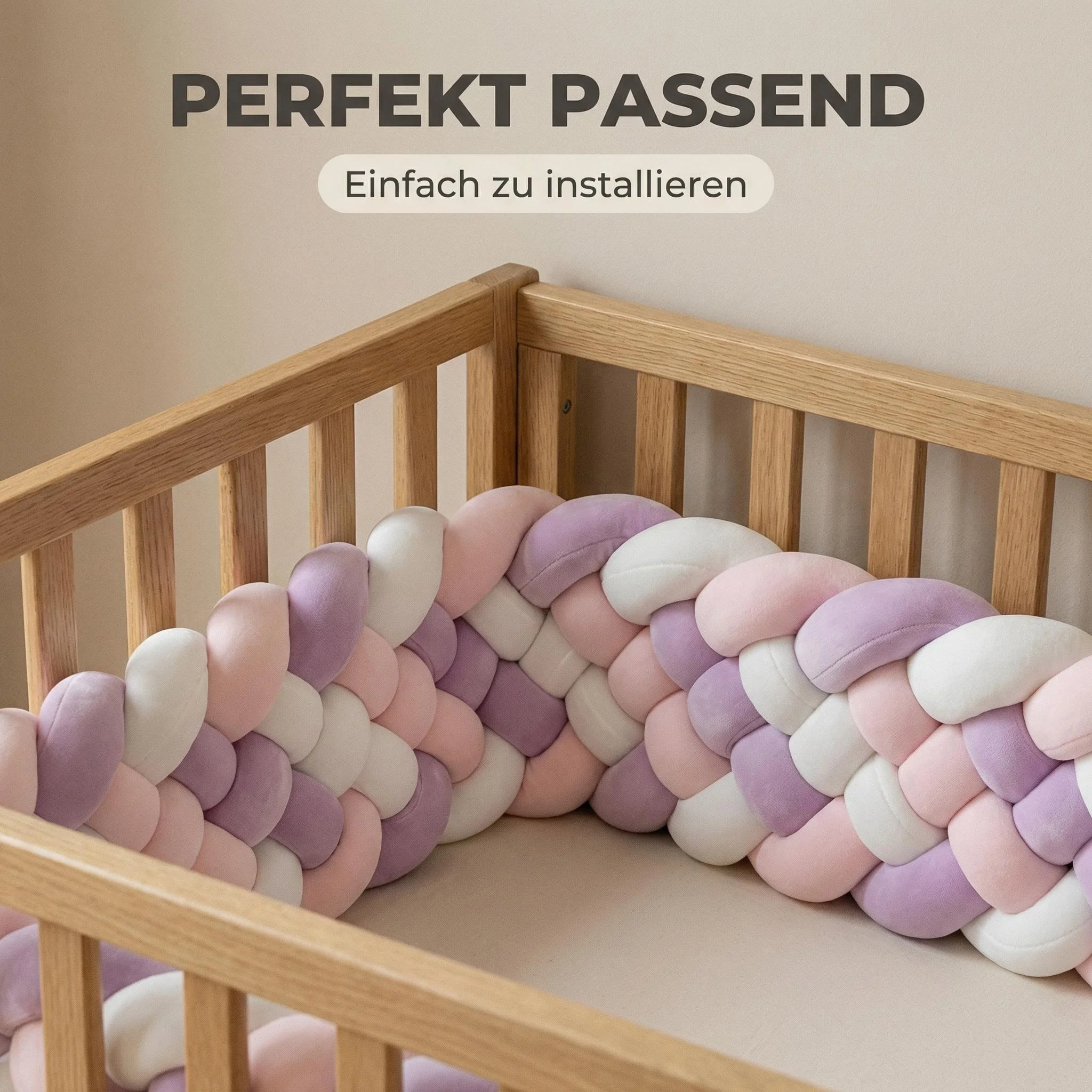 200cm Braided Baby Crib Bumper Pad Soft Breathable Toddler Bed Rail Protector Nursery Decor Newborn Baby Shower Gifts
