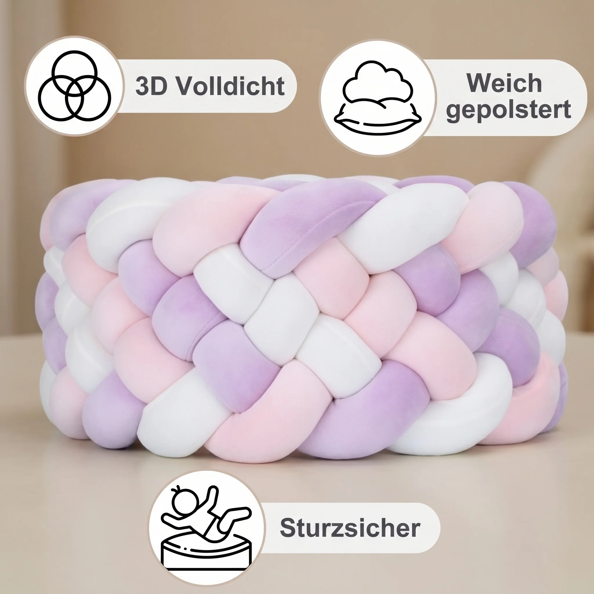 200cm Braided Baby Crib Bumper Pad Soft Breathable Toddler Bed Rail Protector Nursery Decor Newborn Baby Shower Gifts
