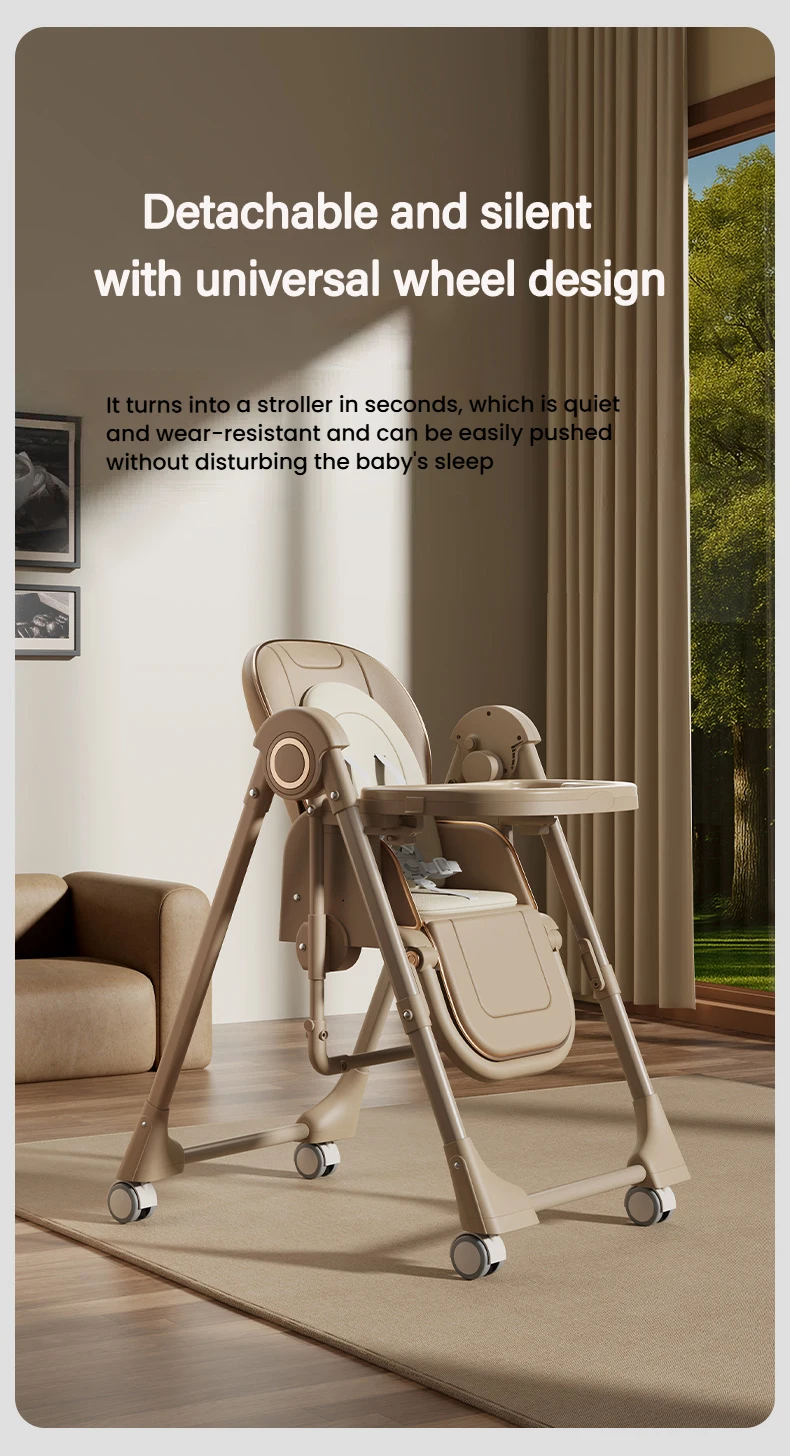 2-in-1 Baby High Chair Baby Feeding Chair Swing Mode Adjustable Double Tray Sturdy Foldable Baby High Chair Baby Feeding Chair