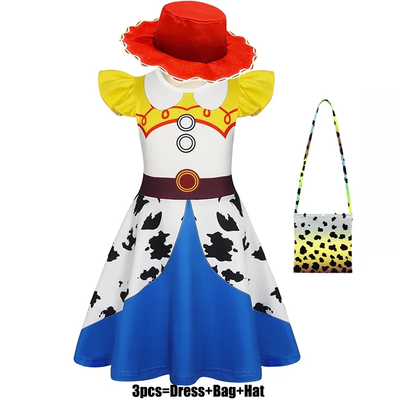 Kids Girls Cosplay Costume for Western Cowgirl Dress for Halloween Birthday Theme Party Outfit Cowboy Hat Scarf Sets
