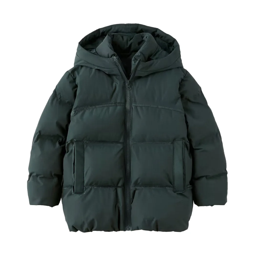 Children's down cotton jacket, boys' thick coat, girls' medium to long cotton jacket, baby's winter clothing, hooded bread jacke