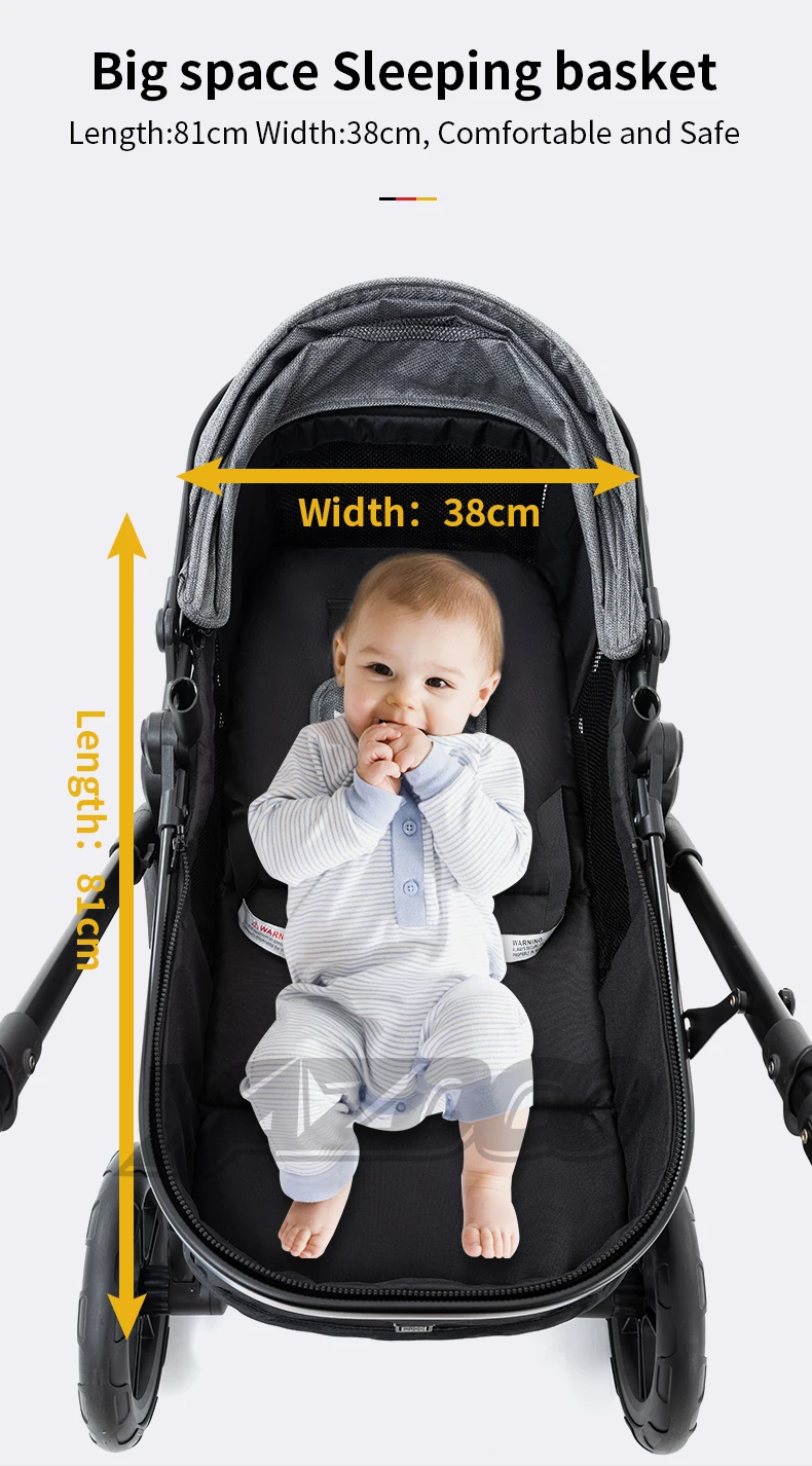 3‑in‑1 Foldable High‑View Baby Stroller Combo with Infant Car Seat, Light‑Weight Aluminum Frame Portable Newborn Carriage, Breathable Summer‑Friendly Baby Pushchair