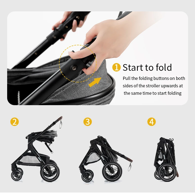 3‑in‑1 Foldable High‑View Baby Stroller Combo with Infant Car Seat, Light‑Weight Aluminum Frame Portable Newborn Carriage, Breathable Summer‑Friendly Baby Pushchair