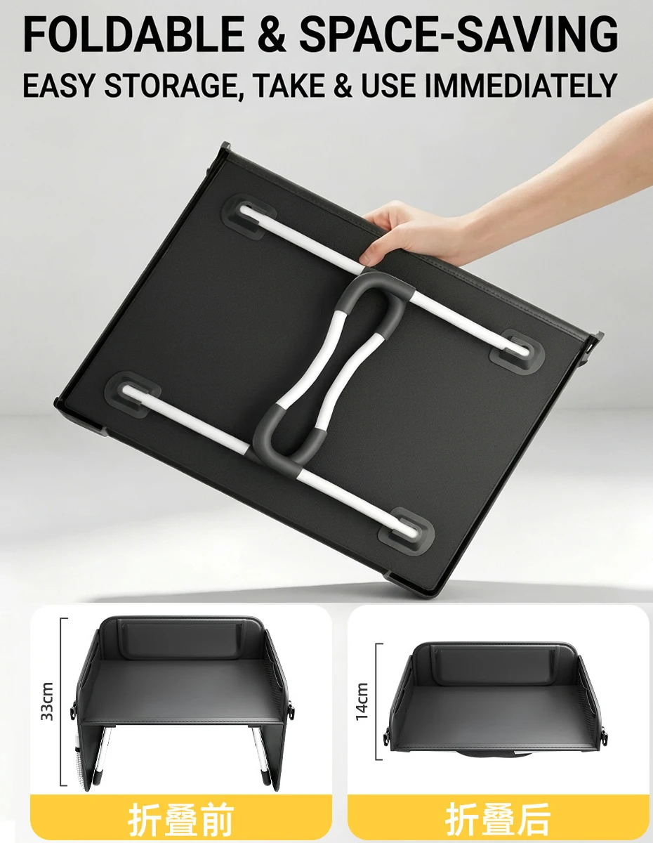 Foldable Car Table For Kids PU Leather Rear Seat Laptop Desk Ipad Table Non Slip Legs Kids Travel Dining Trays Accessories