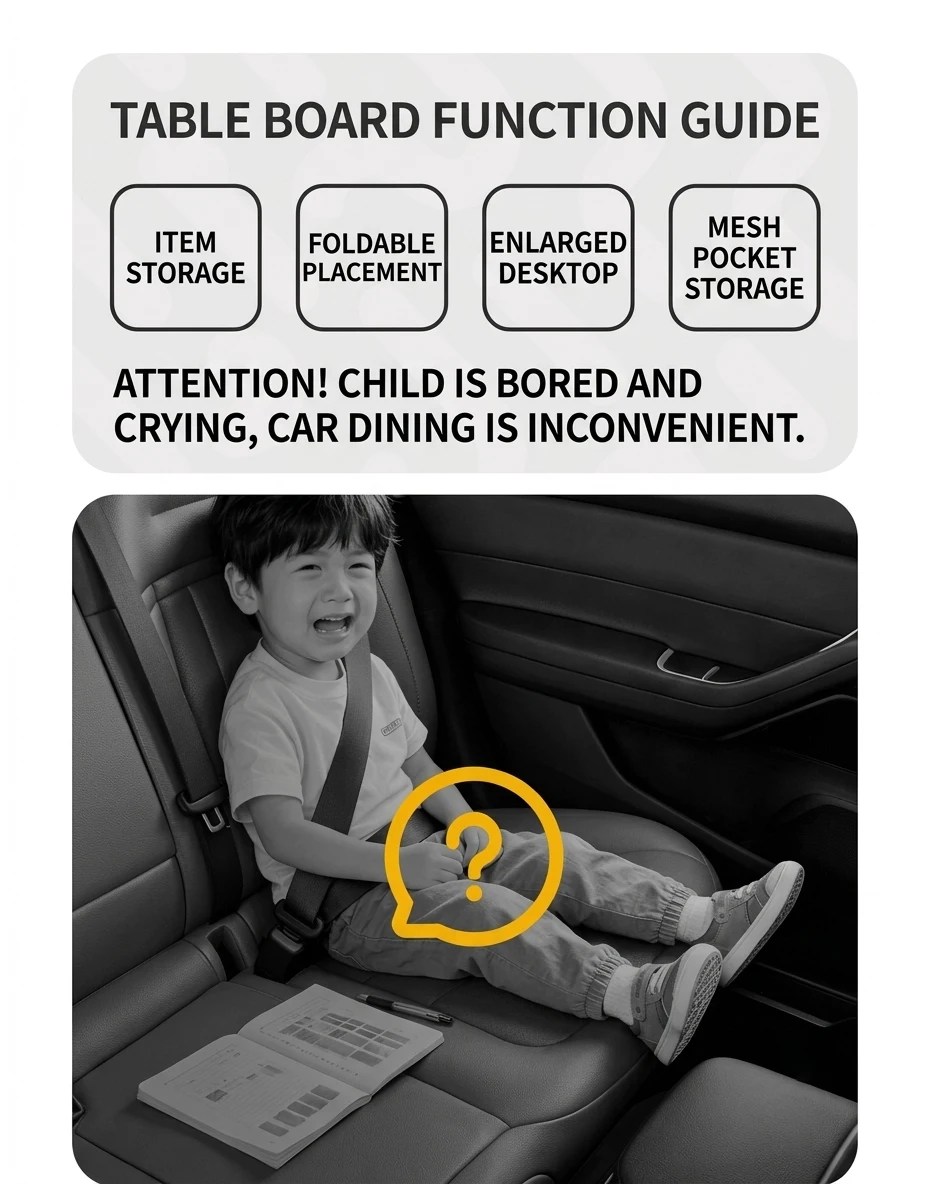 Foldable Car Table For Kids PU Leather Rear Seat Laptop Desk Ipad Table Non Slip Legs Kids Travel Dining Trays Accessories