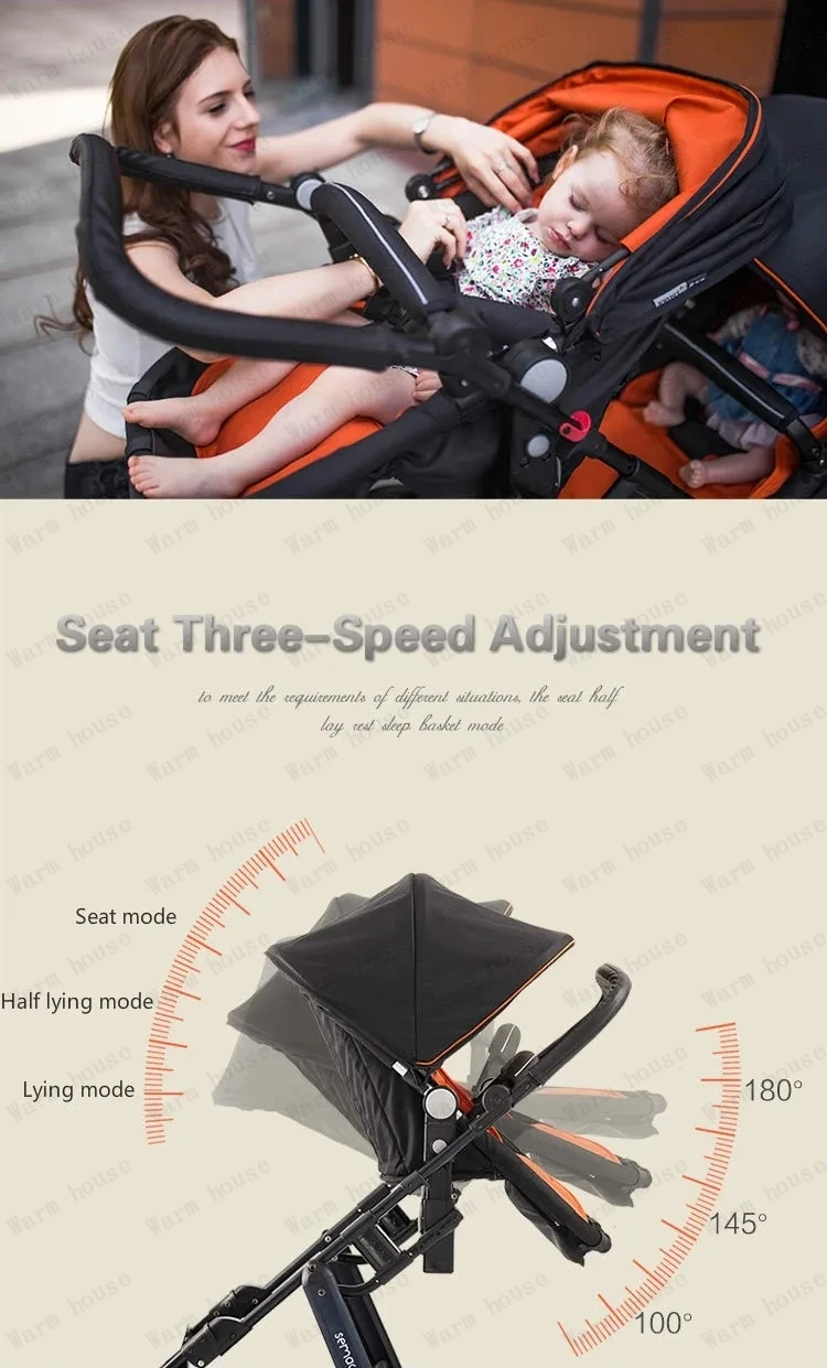 Lightweight Twin Baby Stroller Foldable Double Baby Stroller for Two Children Shock-absorbing Twin Baby Stroller Four Wheel Cart
