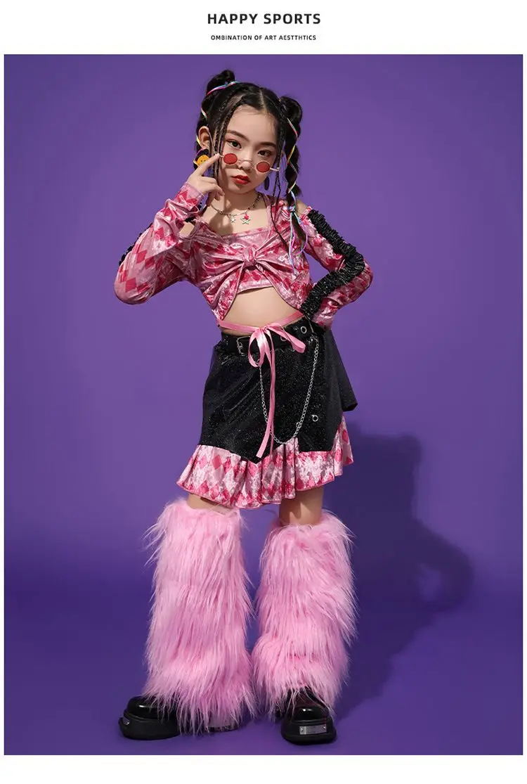 K-pop Y2K Jazz Street Dance Costume Girls Kids Stage Performance Modeling Runway Clothes Tide Shiny Cool Clothes for Children