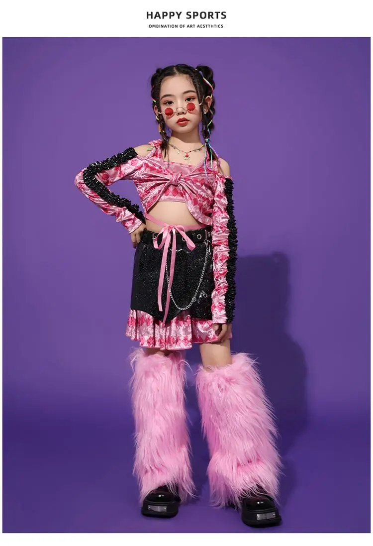 K-pop Y2K Jazz Street Dance Costume Girls Kids Stage Performance Modeling Runway Clothes Tide Shiny Cool Clothes for Children