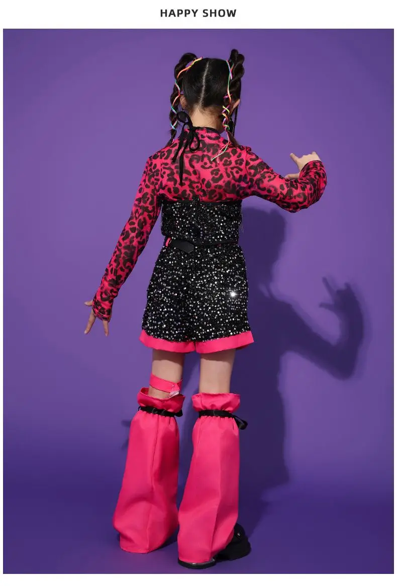 K-pop Y2K Jazz Street Dance Costume Girls Kids Stage Performance Modeling Runway Clothes Tide Shiny Cool Clothes for Children