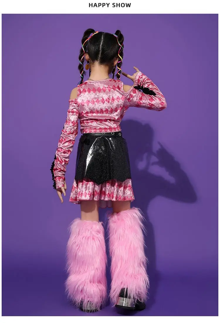 K-pop Y2K Jazz Street Dance Costume Girls Kids Stage Performance Modeling Runway Clothes Tide Shiny Cool Clothes for Children