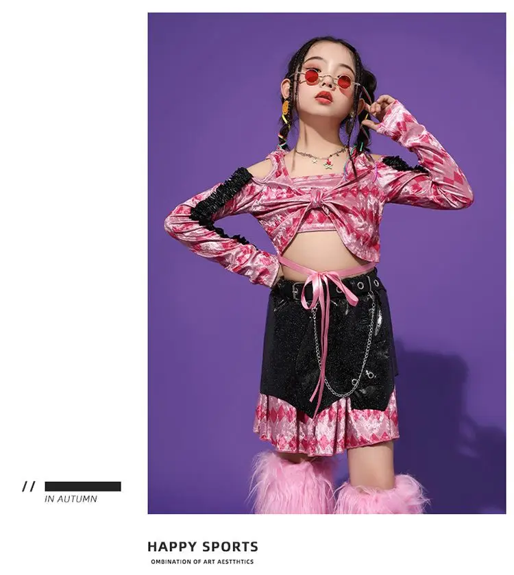 K-pop Y2K Jazz Street Dance Costume Girls Kids Stage Performance Modeling Runway Clothes Tide Shiny Cool Clothes for Children