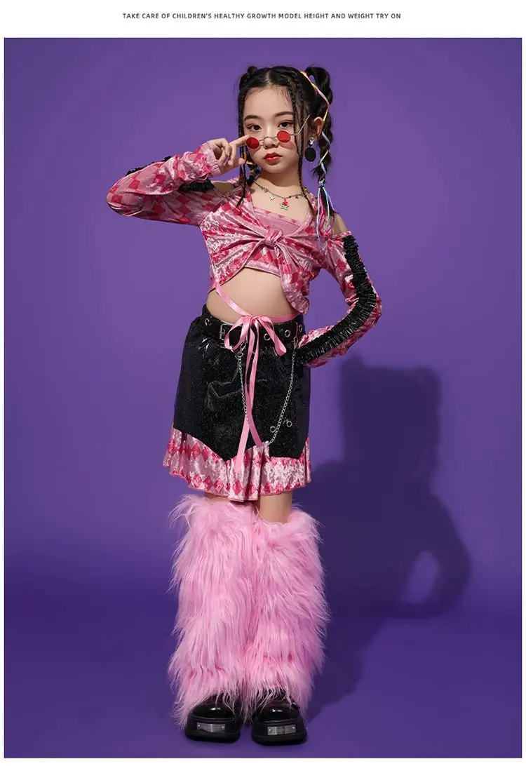K-pop Y2K Jazz Street Dance Costume Girls Kids Stage Performance Modeling Runway Clothes Tide Shiny Cool Clothes for Children