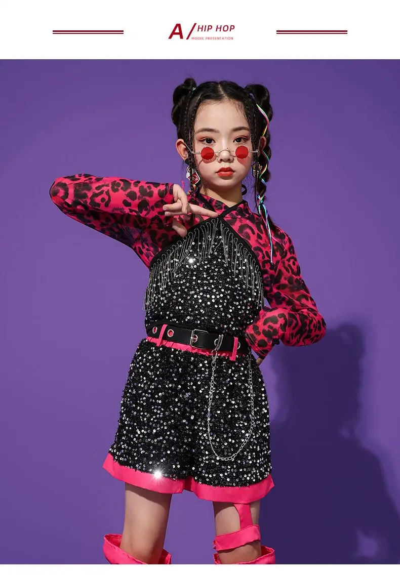 K-pop Y2K Jazz Street Dance Costume Girls Kids Stage Performance Modeling Runway Clothes Tide Shiny Cool Clothes for Children