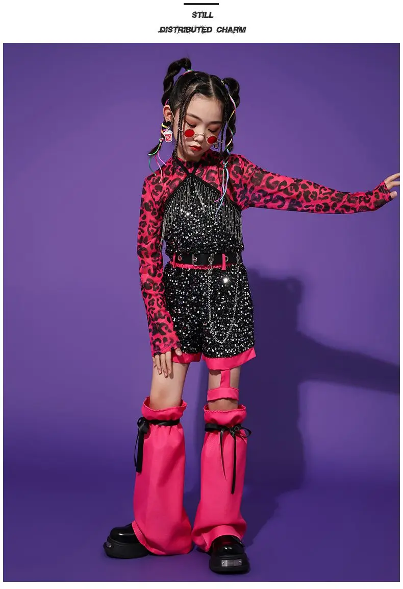 K-pop Y2K Jazz Street Dance Costume Girls Kids Stage Performance Modeling Runway Clothes Tide Shiny Cool Clothes for Children