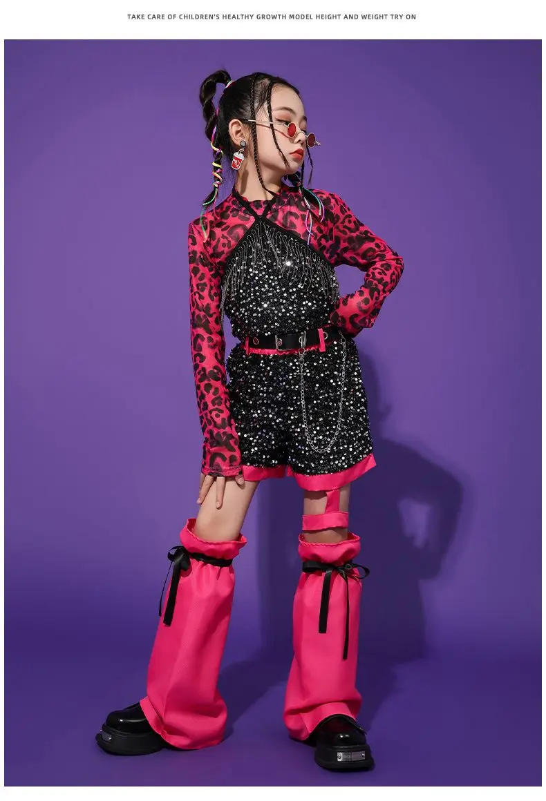 K-pop Y2K Jazz Street Dance Costume Girls Kids Stage Performance Modeling Runway Clothes Tide Shiny Cool Clothes for Children