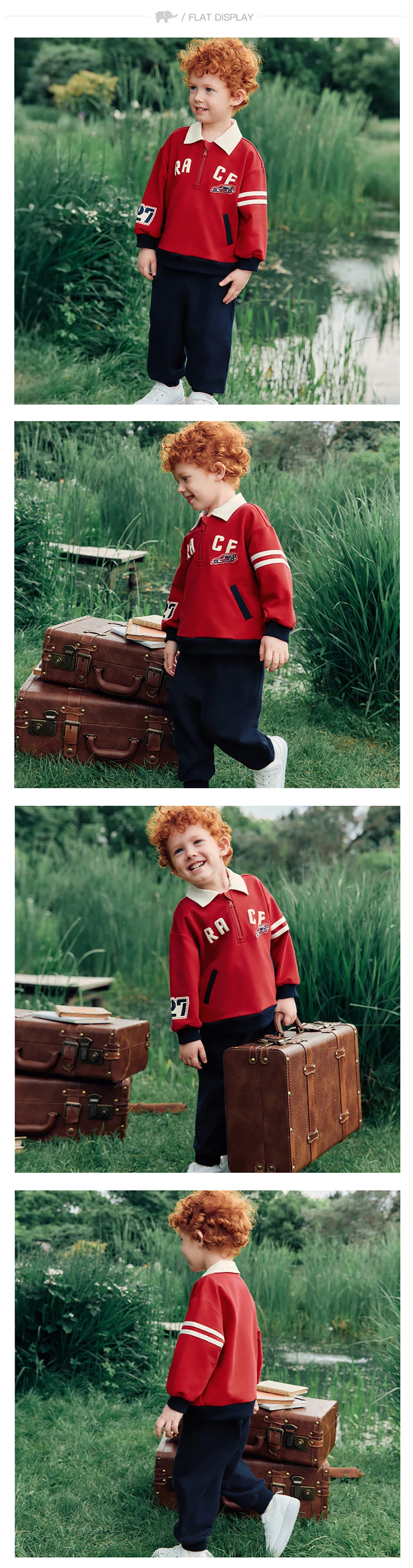 Dave Bella Set Children Top Pant Two Piece Suit Boy Autumn Fashion Spring Pullover Long Sleeve Sports Trousers Elastic DB3263093